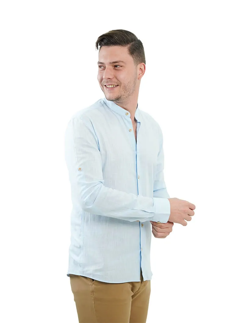 Chemise en lin col mao